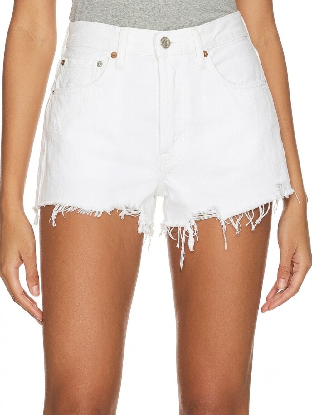 HUDSON Jeans Gemma Mid Rise Cut Off Denim Shorts White Frayed Hem Womens Size 30
